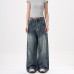 Women's Washed Design Wide Leg Jeans for Men and Women Loose Drape Floor-Length Pants