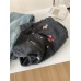 Vintage Heavy Embroidery Christmas Red Dog Knit Cardigan Women's Design Star Button Sweater Jacket