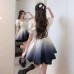 Sweet Gradient Princess Fluffy Dress Waist-Cinching Slimming Pure Desire