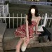 Little Height White-Enhancing Red Fluffy Short Skirt Lace Trim Elegant Strapless Dress