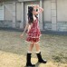 Little Height White-Enhancing Red Fluffy Short Skirt Lace Trim Elegant Strapless Dress