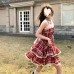 Little Height White-Enhancing Red Fluffy Short Skirt Lace Trim Elegant Strapless Dress