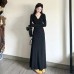 Outfit Set High-Grade Black Hoodie Dress Women Long Dress