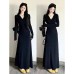 Outfit Set High-Grade Black Hoodie Dress Women Long Dress
