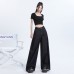 Loose Wide-Leg Denim Pants for Women High-Waist Draped Straight Ankle-Length Trousers