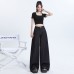 Loose Wide-Leg Denim Pants for Women High-Waist Draped Straight Ankle-Length Trousers