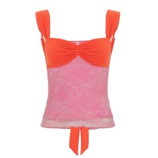 Dopamine lace patchwork camisole top