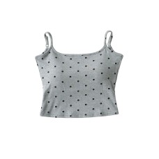 Short top with breast pad polka dot print and strapless design
