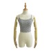 Short top with breast pad polka dot print and strapless design