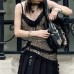 Lace patchwork leopard print V-neck slimming vest top for women
