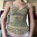 Bohemian style printed V-neck retro vest