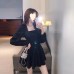 Little Girl Square Neck French Bubble Dress  Base Layer Waist-Cinching Pure Desire Hepburn Style Little Black Dress