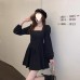 Little Girl Square Neck French Bubble Dress  Base Layer Waist-Cinching Pure Desire Hepburn Style Little Black Dress
