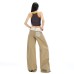 Women's Spliced Low Waist Pants Summer New Loose Wide Leg Flare Trousers