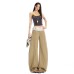 Women's Spliced Low Waist Pants Summer New Loose Wide Leg Flare Trousers