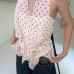 Polka dot mesh micro transparent hanging neck strap backless small camisole vest
