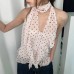 Polka dot mesh micro transparent hanging neck strap backless small camisole vest