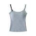 Spliced leather shoulder strap slim fit camisole top