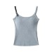 Spliced leather shoulder strap slim fit camisole top