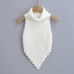 Sleeveless irregular high neck backless camisole top