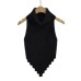 Sleeveless irregular high neck backless camisole top