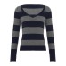 Warm V-neck striped long sleeved woolen top Warm V-neck striped long sleeved woolen top
