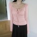 Pink square collar lace up long sleeved top Pink square collar lace up long sleeved top