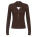 Brown Knitted Splicing Lace Slim Fit Top