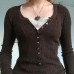 Brown Knitted Splicing Lace Slim Fit Top