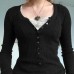 Brown Knitted Splicing Lace Slim Fit Top