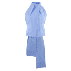 Short jacquard hanging neck backless striped sling