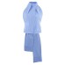 Short jacquard hanging neck backless striped sling