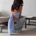 Short jacquard hanging neck backless striped sling