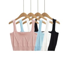 High waisted and exposed navel knitted small sling
