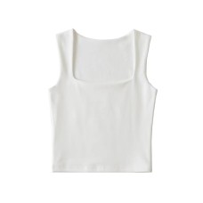 High waisted short top with exposed navel and solid color base