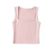 High waisted short top with exposed navel and solid color base