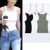 Solid color narrow shoulder elastic slim fit base camisole sleeveless tank top