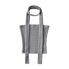 Flat cut one shoulder strapless camisole top+neck strap two-piece set