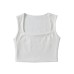 Double layered square neck short sleeveless crop top with exposed navel
