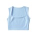 Double layered square neck short sleeveless crop top with exposed navel