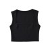 Double layered square neck short sleeveless crop top with exposed navel