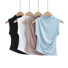 Slim fit base pleated irregular top Slim fit base pleated irregular top