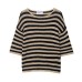 Round neck striped pullover knitted sweater top for women