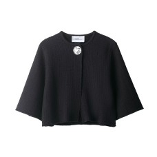 Round neck twisted buckle structure black knitted sweater top
