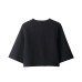 Round neck twisted buckle structure black knitted sweater top