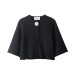 Round neck twisted buckle structure black knitted sweater top
