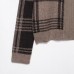 Temperament round neck single breasted checkered knitted cardigan for women