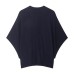 Round neck five quarter sleeve black knitted sweater for women