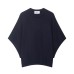 Round neck five quarter sleeve black knitted sweater for women