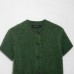 Round neck short sleeved single breasted knitted cardigan for women